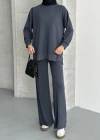 Füme Modal Çımalı Kadın Uzun Alt Üst Takım