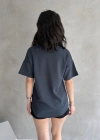 Füme Modal Oval Kesim Kısa Kollu Tişört