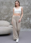 Bej Zara Bel Kadın Bol Paça Pantolon