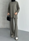 Haki Modal Çımalı Kadın Uzun Alt Üst Takım