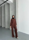 Kahve Çımalı Modal Tesettür Alt Üst Takım