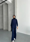Lacivert Çımalı Modal Tesettür Alt Üst Takım