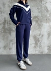 Lacivert Garnili Modal Yarım Fermuarlı Takım