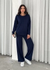 Lacivert Modal Çıma Detaylı Alt Üst Bayan Takım