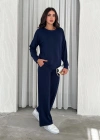 Lacivert Modal Çıma Detaylı Alt Üst Bayan Takım