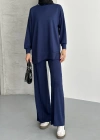 Lacivert Modal Çımalı Kadın Uzun Alt Üst Takım