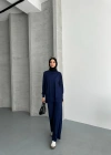 Lacivert Modal Çımalı Kadın Uzun Alt Üst Takım