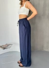 Lacivert Tensel Kumaş Palazzo Kadın Pantolon