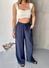 Lacivert Tensel Kumaş Palazzo Kadın Pantolon