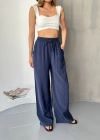 Lacivert Tensel Kumaş Palazzo Kadın Pantolon