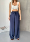 Lacivert Tensel Kumaş Palazzo Kadın Pantolon