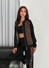 Leopar Desenli Fermuarlı Bayan Takım