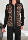 Leopar Desenli Fermuarlı Bayan Takım