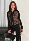 Leopar Desenli Fermuarlı Bayan Takım