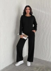 Siyah Modal Çıma Detaylı Alt Üst Bayan Takım
