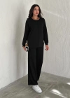 Siyah Modal Çıma Detaylı Alt Üst Bayan Takım