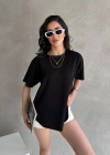 Siyah Modal Oval Kesim Kısa Kollu Tişört