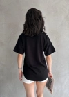 Siyah Modal Oval Kesim Kısa Kollu Tişört