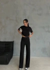 Siyah Oys Model Çımalı Pantolon