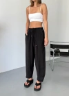 Siyah Tensel Havuç Model Çımalı Kadın Pantolon