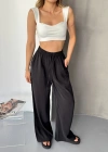 Siyah Tensel Kumaş Palazzo Kadın Pantolon