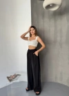 Siyah Tensel Kumaş Palazzo Kadın Pantolon