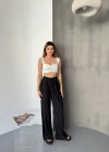 Siyah Tensel Kumaş Palazzo Kadın Pantolon
