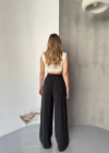 Siyah Tensel Kumaş Palazzo Kadın Pantolon