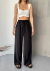 Siyah Tensel Kumaş Palazzo Kadın Pantolon