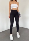Siyah Yüksek Bel Extra Rahat Sporcu Tayt