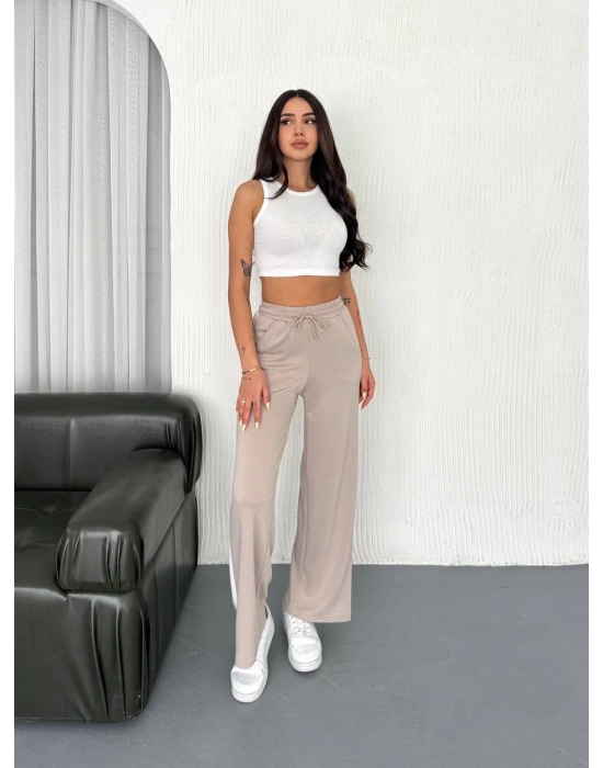 Bej Garni Detaylı Bayan Eşofman Altı