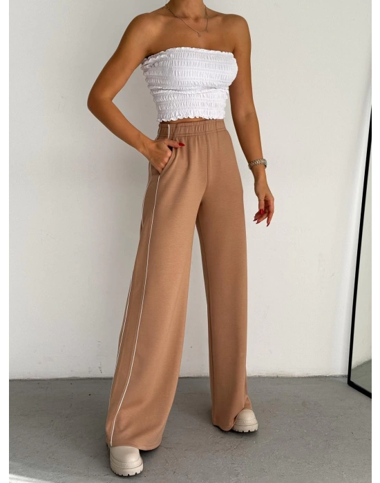 Bej Modal Ara Biyeli Eşofman Altı