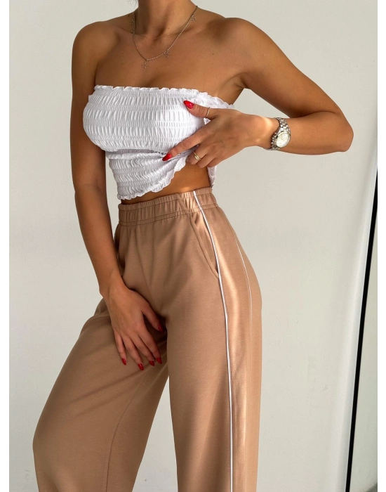 Bej Modal Ara Biyeli Eşofman Altı