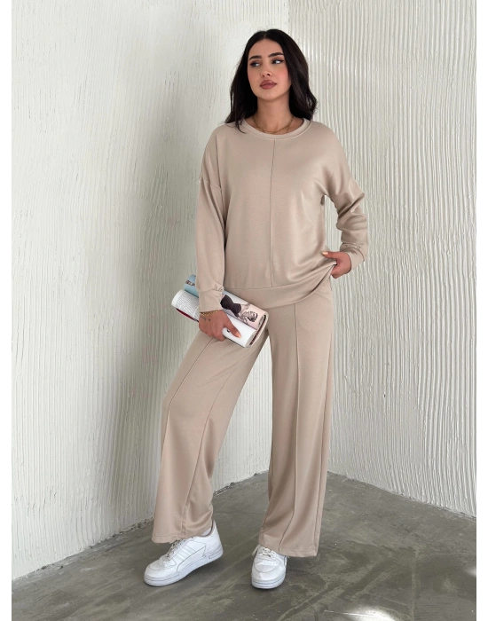 Bej Modal Çıma Detaylı Alt Üst Bayan Takım