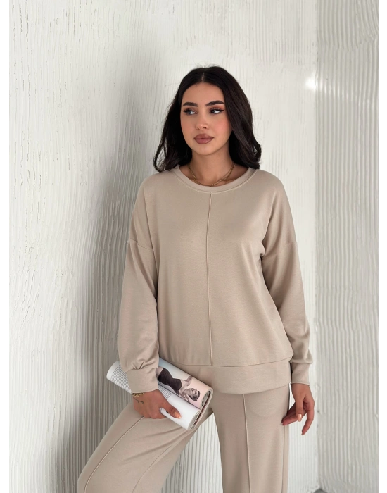 Bej Modal Çıma Detaylı Alt Üst Bayan Takım