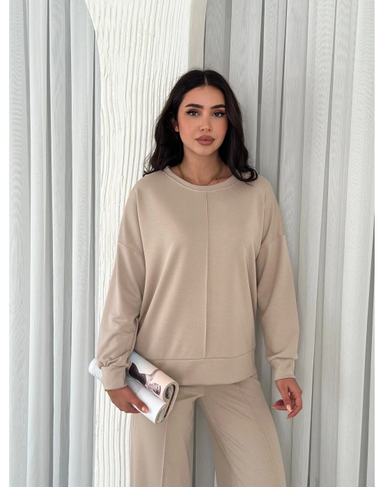 Bej Modal Çıma Detaylı Alt Üst Bayan Takım