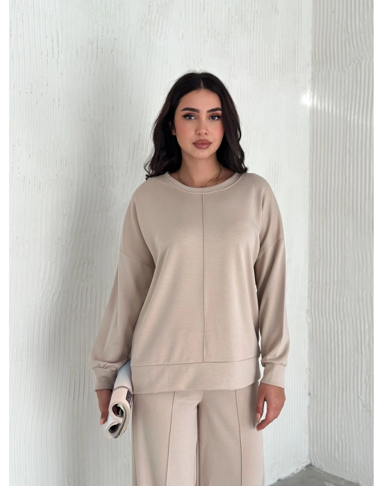 Bej Modal Çıma Detaylı Alt Üst Bayan Takım