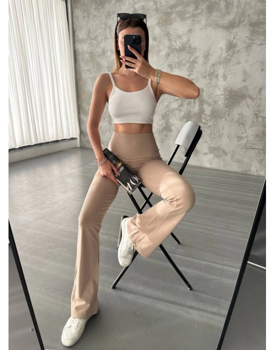 Bej Oys İspanyol Paça Pantolon