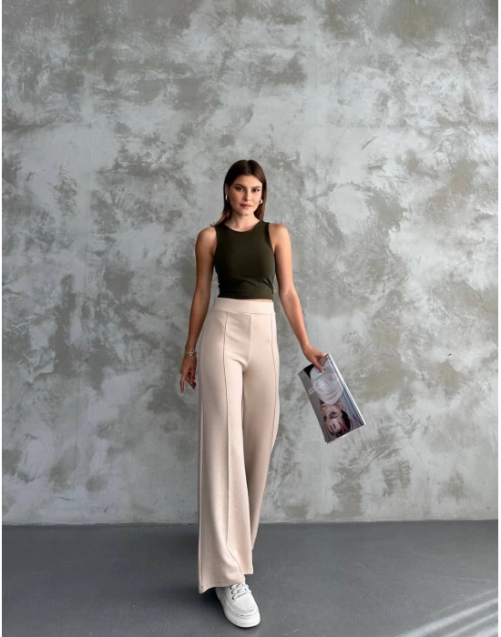 Bej Oys Model Çımalı Pantolon