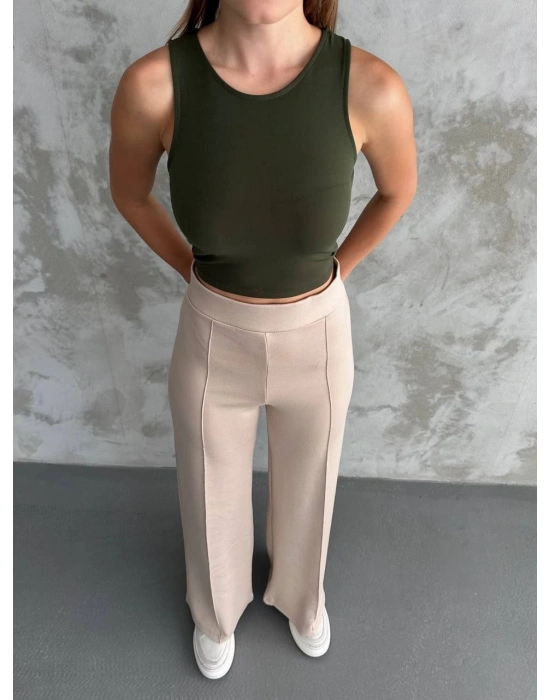 Bej Oys Model Çımalı Pantolon