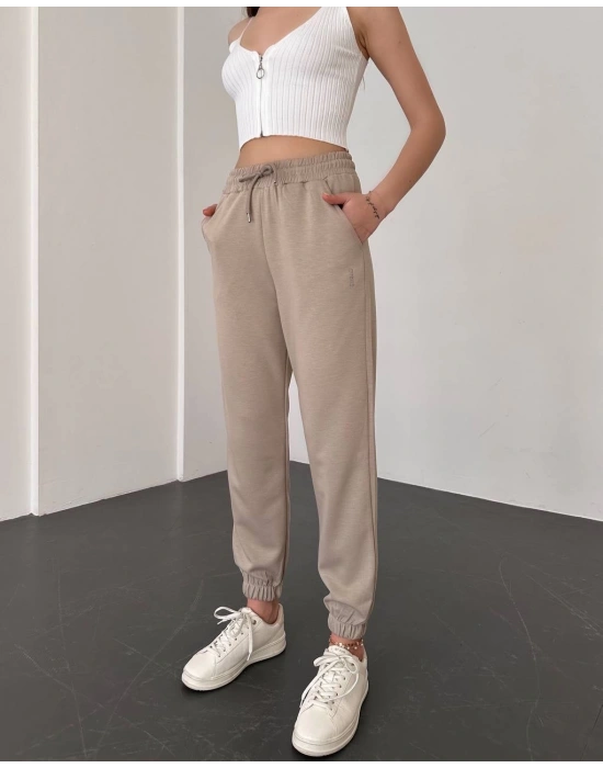 Bej Oys Model Lastikli Modal Kumaş Eşofman