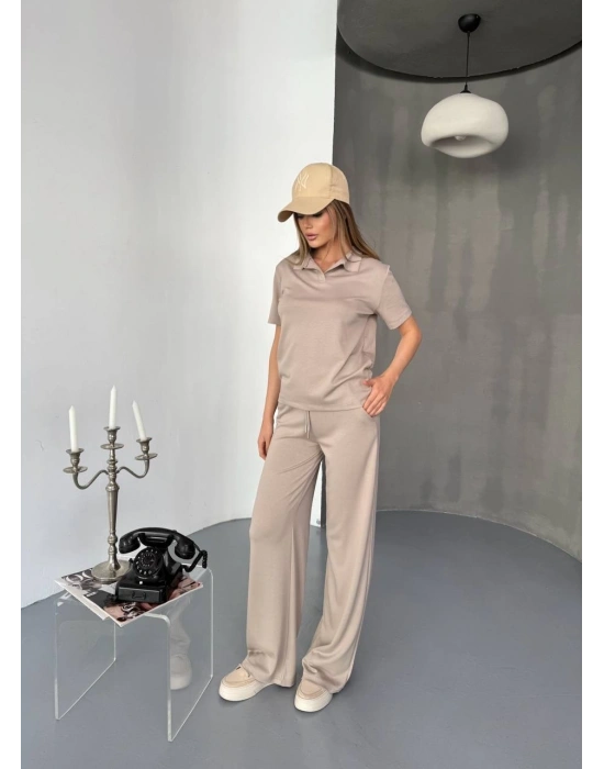 Bej Polo Yaka Modal Takım