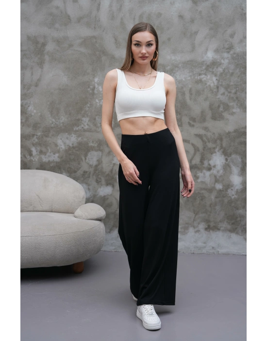 Siyah Zara Bel Kadın Bol Paça Pantolon