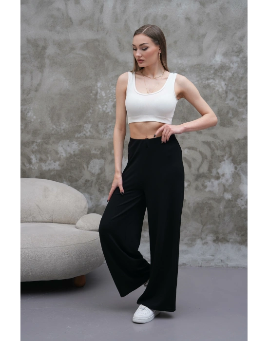 Siyah Zara Bel Kadın Bol Paça Pantolon