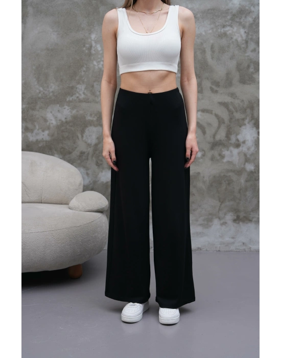 Siyah Zara Bel Kadın Bol Paça Pantolon