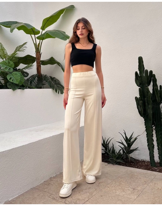 Beyaz Oys Model Çımalı Pantolon