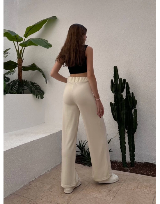 Beyaz Oys Model Çımalı Pantolon