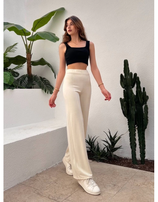 Beyaz Oys Model Çımalı Pantolon