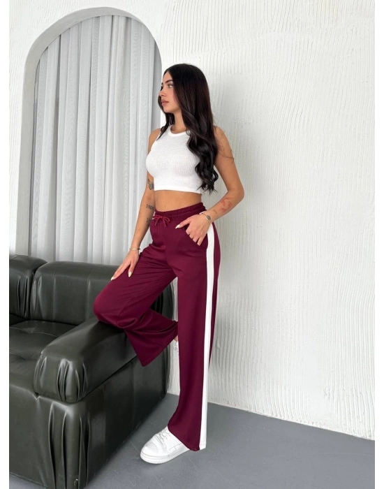 Bordo Garni Detaylı Bayan Eşofman Altı