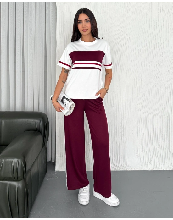 Bordo Parçalı Modal Kadın Alt Üst Takım